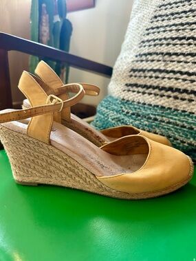 me too Yellow Espadrille Wedge Sandals with Ankle Strap